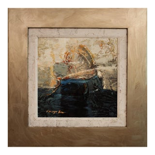 Mid Sized Framed Square Abstract Landscape on Canvas. For Sale