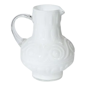 Vintage Italian Opaline Glass Pitcher With Geometric Pattern
