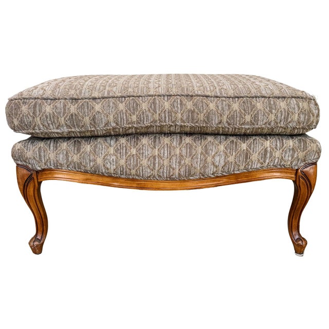 Late 20th Century French Provincial Bergère Chair and Matching Ottoman Set For Sale - Image 14 of 16