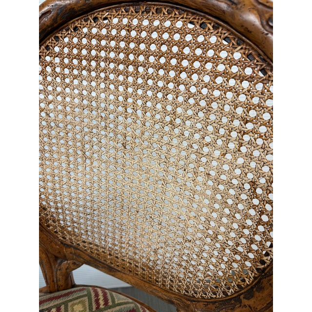 Brown Carved Wood Cane Back Arm Chairs, Pair For Sale - Image 8 of 12