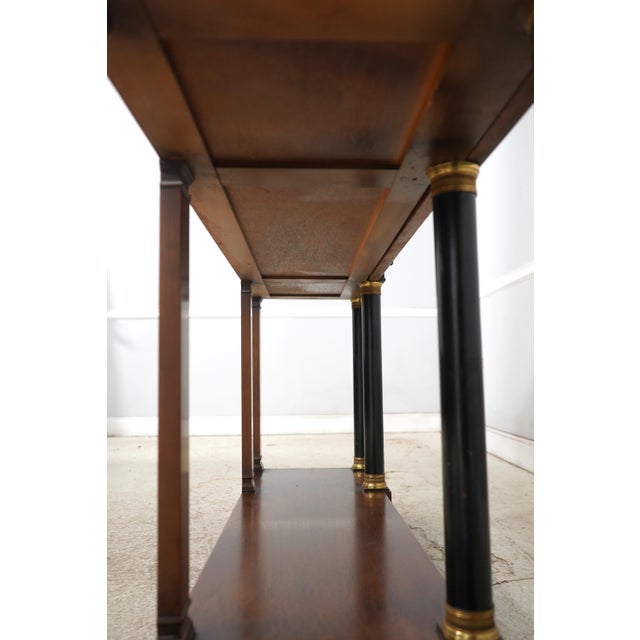 John Widdicomb Vintage Walnut Marble Top French Empire Console For Sale - Image 16 of 17