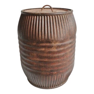 Vintage India Iron Grain Barrel For Sale