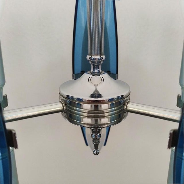 1970s Vintage Italian Blue and Smoked Glass Pendant Lamp by Veca, 1970s For Sale - Image 5 of 9