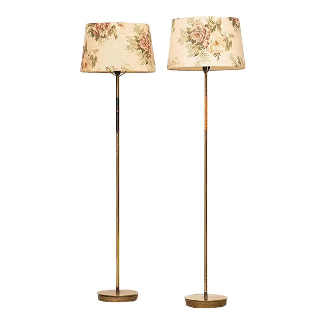 Finnish Floor Lamps Attributed to Paavo Tynell, 1950s, Set of 2 For Sale