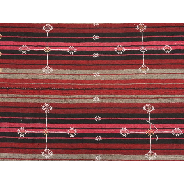 Textile 1970s Vintage Handmade Wool Cotton Red Kilim Runner Rug For Sale - Image 7 of 11