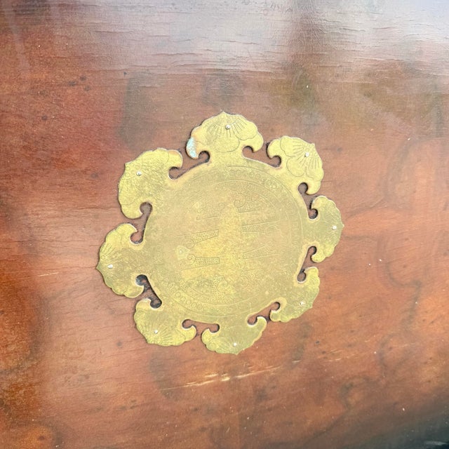 Chinese Vintage Chinese Burlwood and Brass King Headboard For Sale - Image 3 of 6