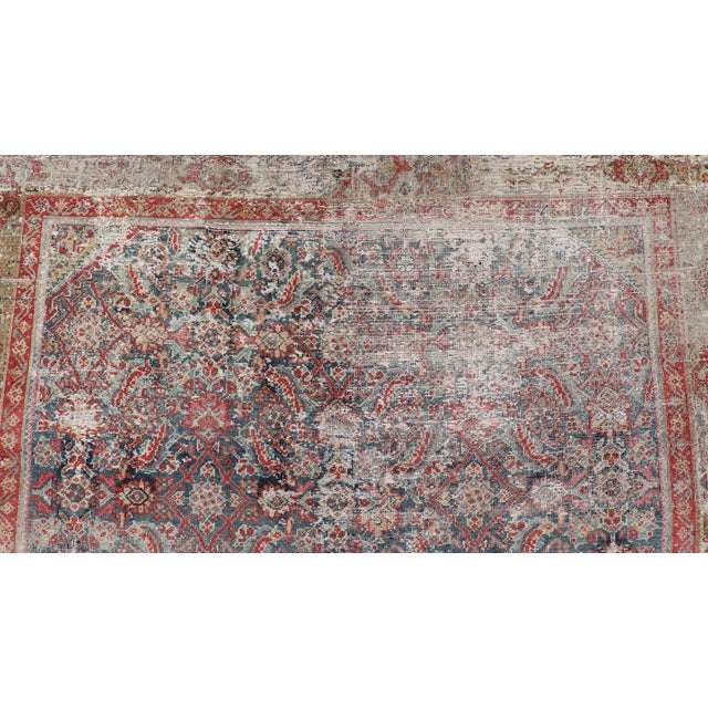 Distressed antique Persian Malayer gallery runner with geometric all-over Herati design. Keivan Woven Arts / rug/ R20-63,...