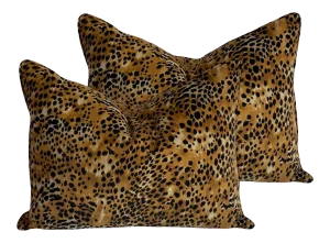 Early 21st Century Leopard Print Velvet Pillows- a Pair