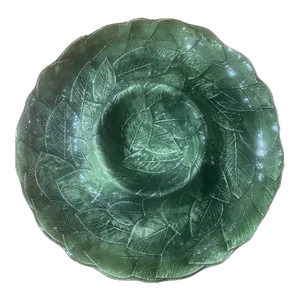 Italian Green Majolica Chips and Dips Plater