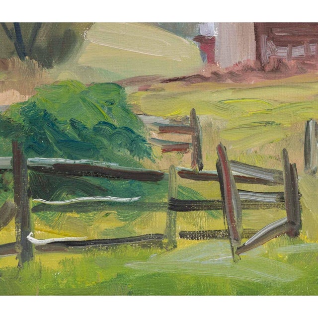 1980s George Holloway Red Barn Landscape Oil, 1983 For Sale - Image 5 of 9