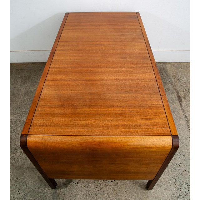 Mid-Century Modern 1960s Mid Century Modern Desk Solid Walnut Executive Office 3 Drawer Floating Chrome For Sale - Image 3 of 12