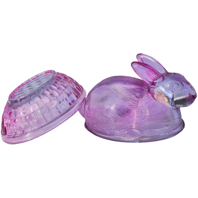 Mid 20th Century Pink Handblown Textured Art-Glass Bunny Lidded Bowl For Sale In New York - Image 6 of 7