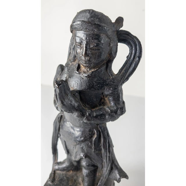 Metal Early Chinese Tang or Wei Style Bronze Standing Figure For Sale - Image 7 of 12