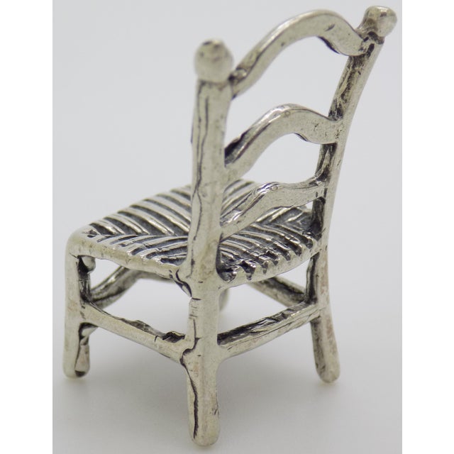 Vintage Italian Handmade Genuine Silver Chair Dollhouse Miniature From Tuscany, 1970s Solid 800 Silver Miniature Furniture and Decor For Sale - Image 4 of 10