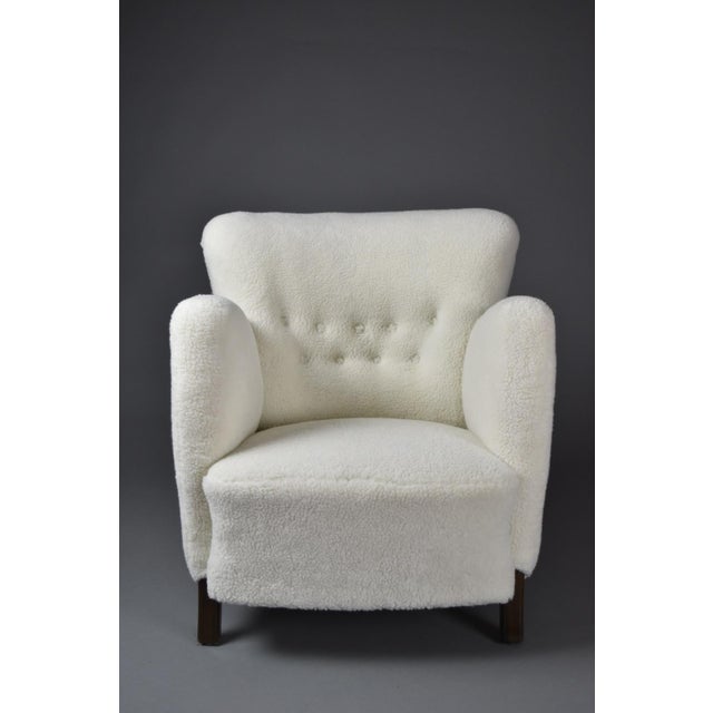 Danish Wingback Armchair in Wool Upholstery, 1940s For Sale - Image 11 of 11