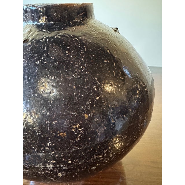 Ceramic Antique Chinese Brown Martaban 16" Ceramic Storage Jar For Sale - Image 7 of 10