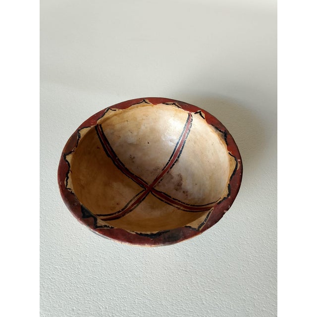 Ceramic Antique Berber Terracotta Bowl with Geometric Cross Motif, 1890s For Sale - Image 7 of 11