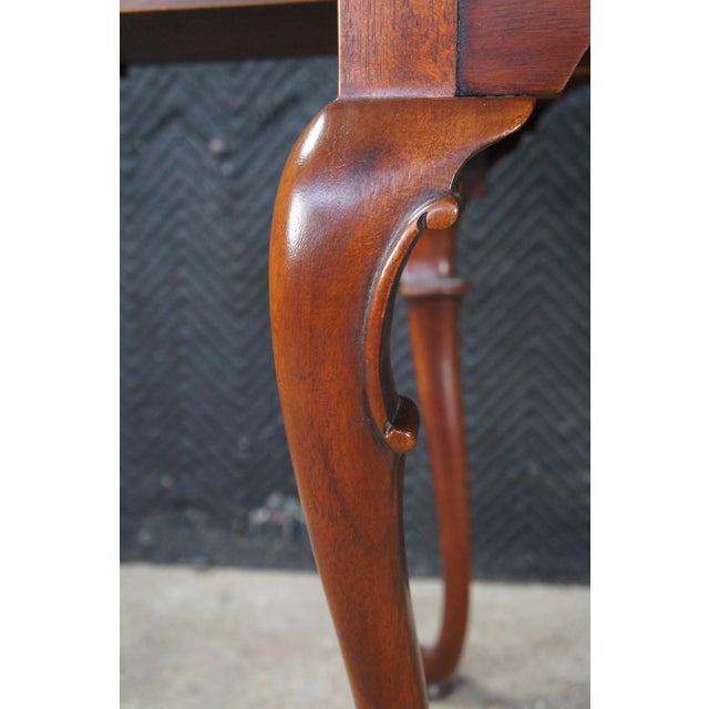 Wood Vintage Queen Anne Style Mahogany Serpentine Gallery Tea Candle Tray Table 30" For Sale - Image 7 of 14