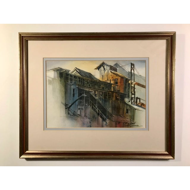 1970's Watercolor Painting by American Listed Artist David Solomon "Tin Towers" With Certificate of Authenticity For Sale - Image 9 of 10