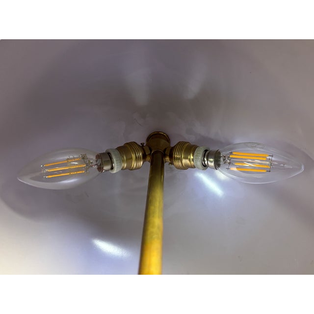 Black Mid-Century Italian Scallop Mushroom Wavy Brass Table Lamp, 1960s For Sale - Image 8 of 13