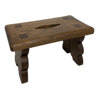 Rustic Wooden Stool with Handle, 1962 For Sale