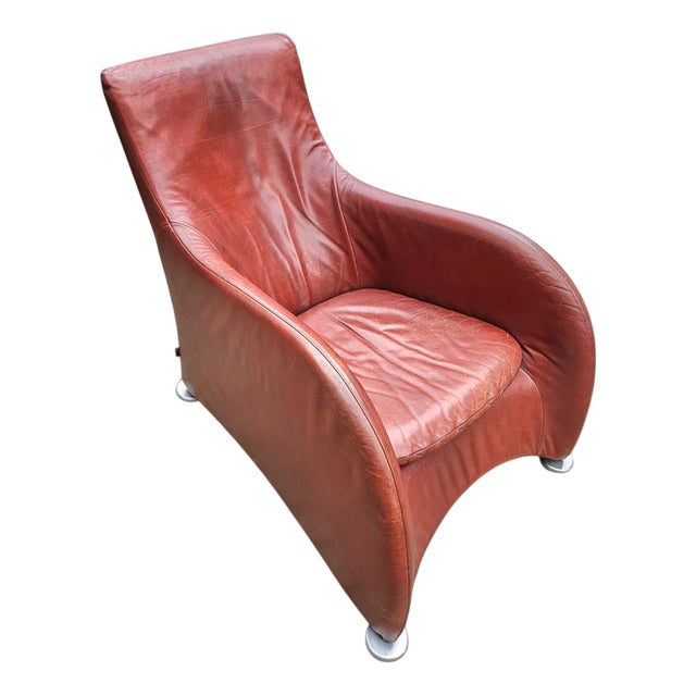 Brown Leather Lounge Chair by Gerard Van Den Berg for Montis, 1990s For Sale