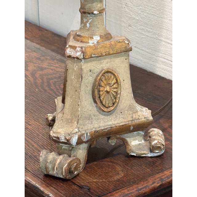 19th Century Converted Altar Stick Lamp For Sale - Image 10 of 11