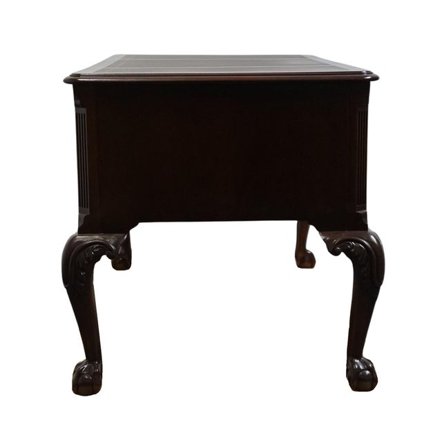 Hekman Furniture Solid Mahogany Traditional Chippendale Style 58" Writing Desk W. Tooled Leather Top For Sale - Image 12 of 12