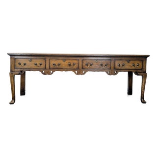 Vintage Four Drawer Wood Console Table For Sale