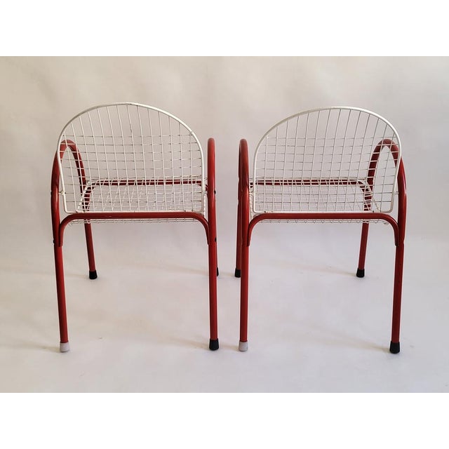 Functional, minimalist late 1970s wire chairs in very good vintage condition from former Yugoslavia. Indoors & outdoors....
