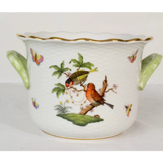 Herend Vintage Herend Hungarian Porcelain Rothchild Basketweave Cache Pot Planter For Sale - Image 4 of 5
