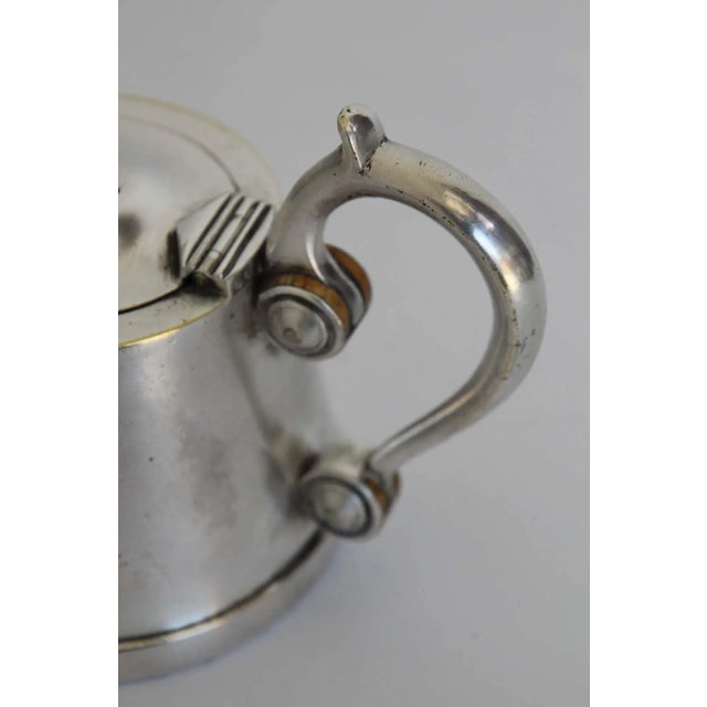 Antique silver plated on brass collectible French Tea Pot from" Cafe du Grand Hotel" France. Art Deco style made by Boyron...