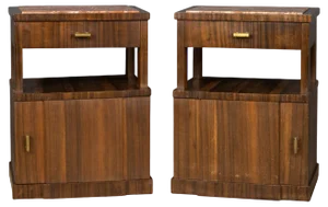 20th Century Italian Kingwood & Marble Bedside Cabinets, 1950s, Set of 2