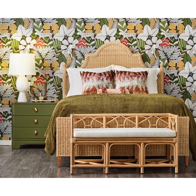 2020s Matthew Izzo Home Chamberlain Queen Rattan Bed Frame With Arched Headboards, Side Rails, and Footboard For Sale - Image 5 of 9