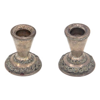 Low Candlesticks with Reliefs on the Bases, Set of 2 For Sale
