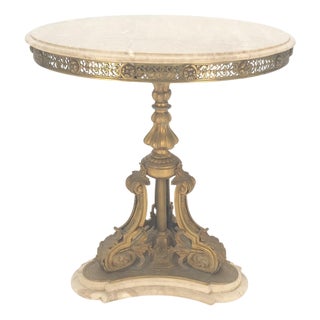 Marble & Bronze Base Fine Gueridon Side End Lamp Stand Mint For Sale