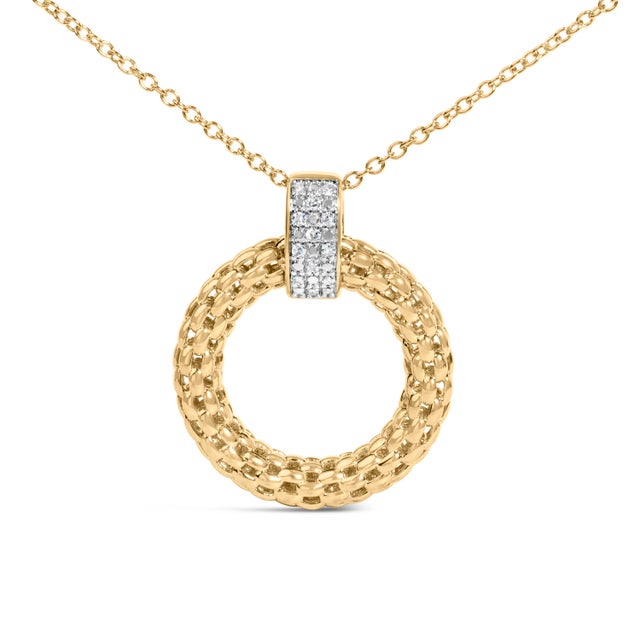 Contemporary Gold Vermeil 1/10 Cttw Diamond Bold Pendant Necklace For Sale - Image 3 of 4