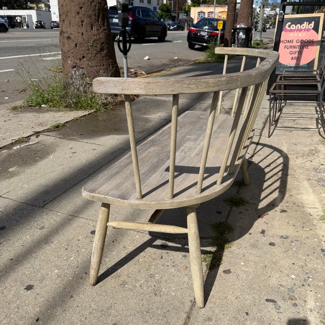 1940s Vintage Spindle Back Windsor Bench For Sale - Image 5 of 12