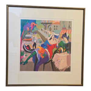 Isaac Maimon "City Cafes-Venice" Serigraph on Paper