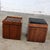 1965 Mid Century Modern Lane Rolling Cube Storage Ottoman End Tables With Game Board & Black Vinyl Flip Table Top a Pair For Sale - Image 6 of 12