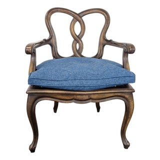 Vintage Wood Dining Chair With Cane Seat For Sale