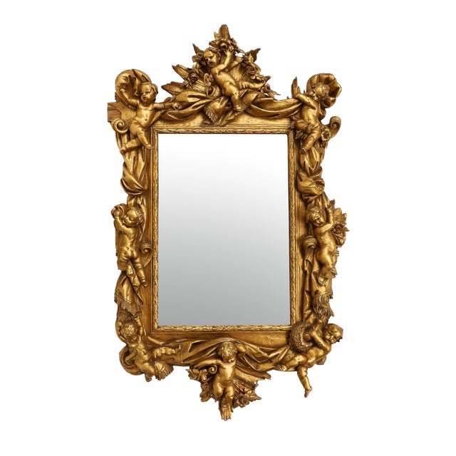 Italian Baroque Style Giltwood Wall Mirror For Sale