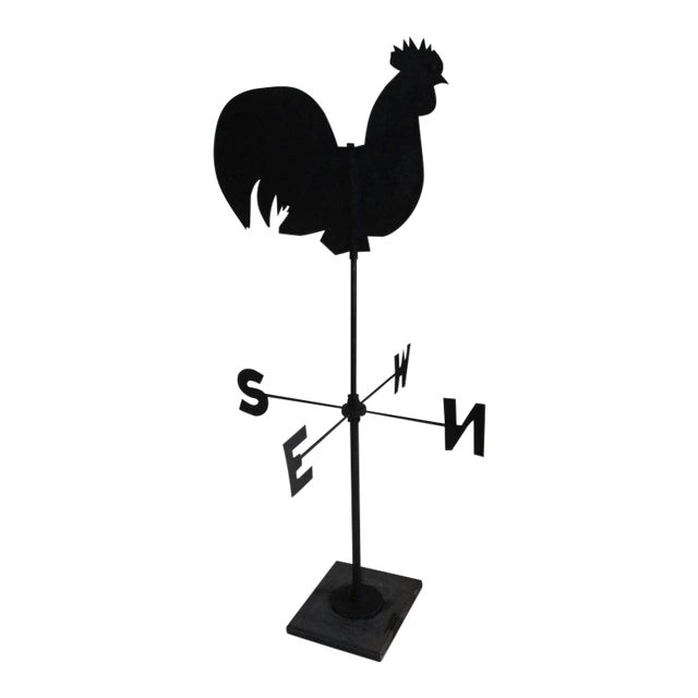 Rooster Weathervane in Tin and Iron on Mount For Sale