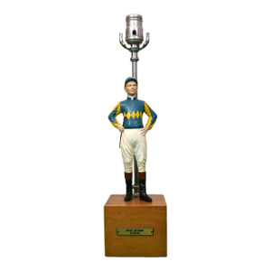 Mid 20th Century Hand Painted Circa 1966 Jockey Lamp