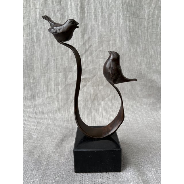 Vintage Bronze Birds on a Branch Marble Base Sculpture For Sale - Image 10 of 14