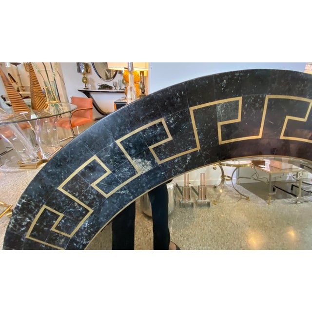 Modern Greek Key Marble Wall Mirror 45"diam Maitland-Smith For Sale - Image 3 of 13