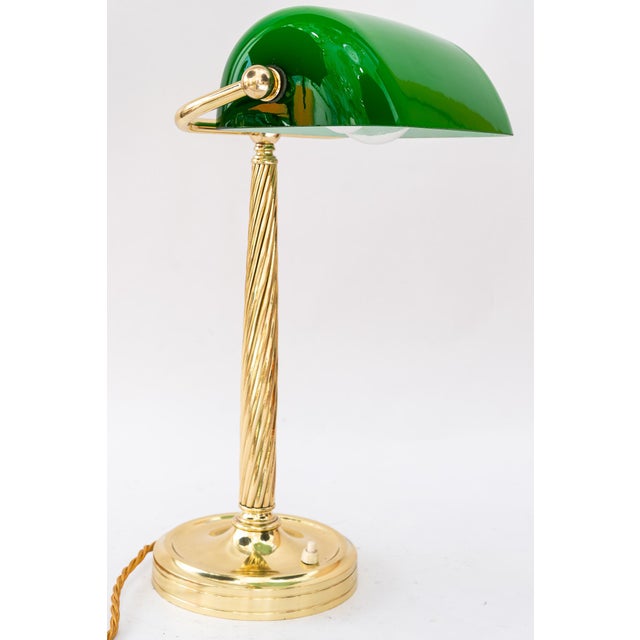 1920s Banker Table Lamp with Glass Shade, Vienna, 1920s For Sale - Image 5 of 18