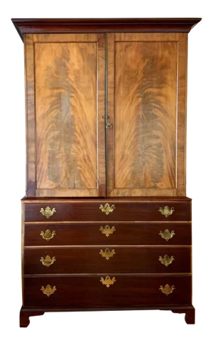 Late 18th Century George III Flame Mahogany Linen Press