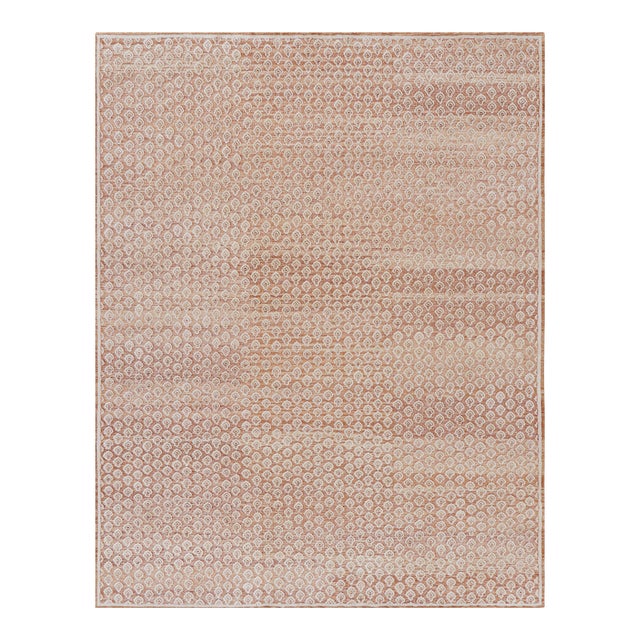 Rug & Kilim’s Modern Block Print Rug in Red and Pink with White Floral Pattern - 6x9 For Sale