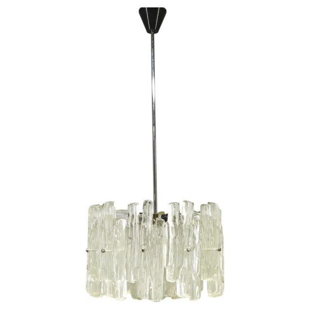Austrian Textured Glass Pendant Light attributed to J.T. Kalmar, 1960s For Sale - Image 13 of 13